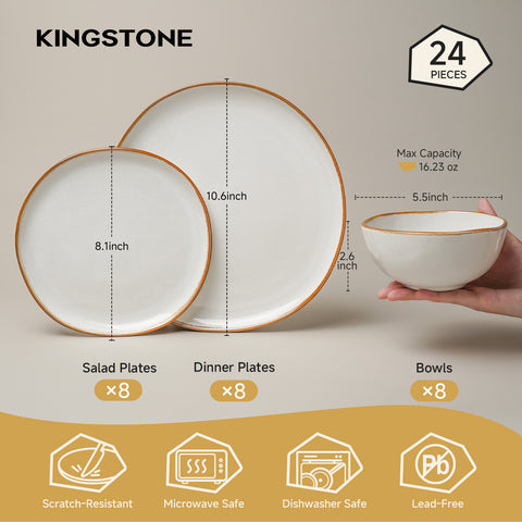 Haven 24 Piece Dinnerware Set, Service for 8 - WK11404-WH24