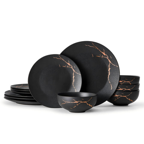Obsidian 12 Piece Dinnerware Set, Service for 4 - WK11501-BL12