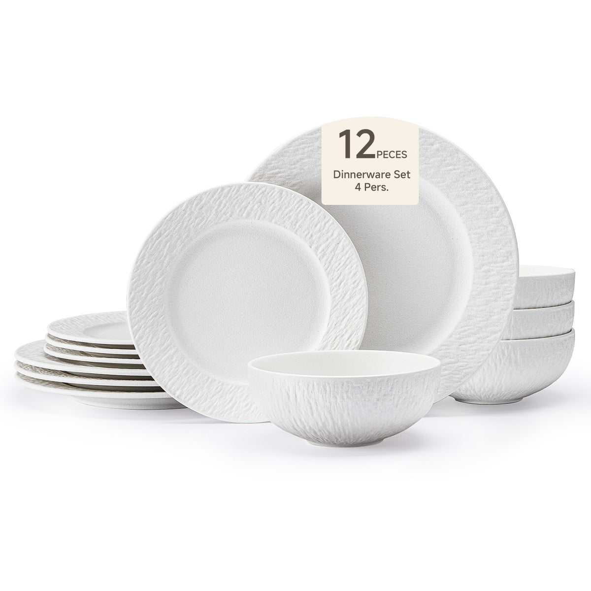 KINGSTONE Stoneware Dinnerware Sets, Matte Marble Pattern Premium Porcelain dishes set, Plates and Bowls Sets, Place Setting with Dinner Plate, Salad Plate, Pasta Bowl