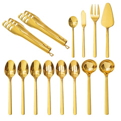 KINGSTONE 9 Pieces Serving Utensils Set, 18/10 Stainless Steel Hostess Set for Party Banquet Buffet, Dishwasher Safe, Silver