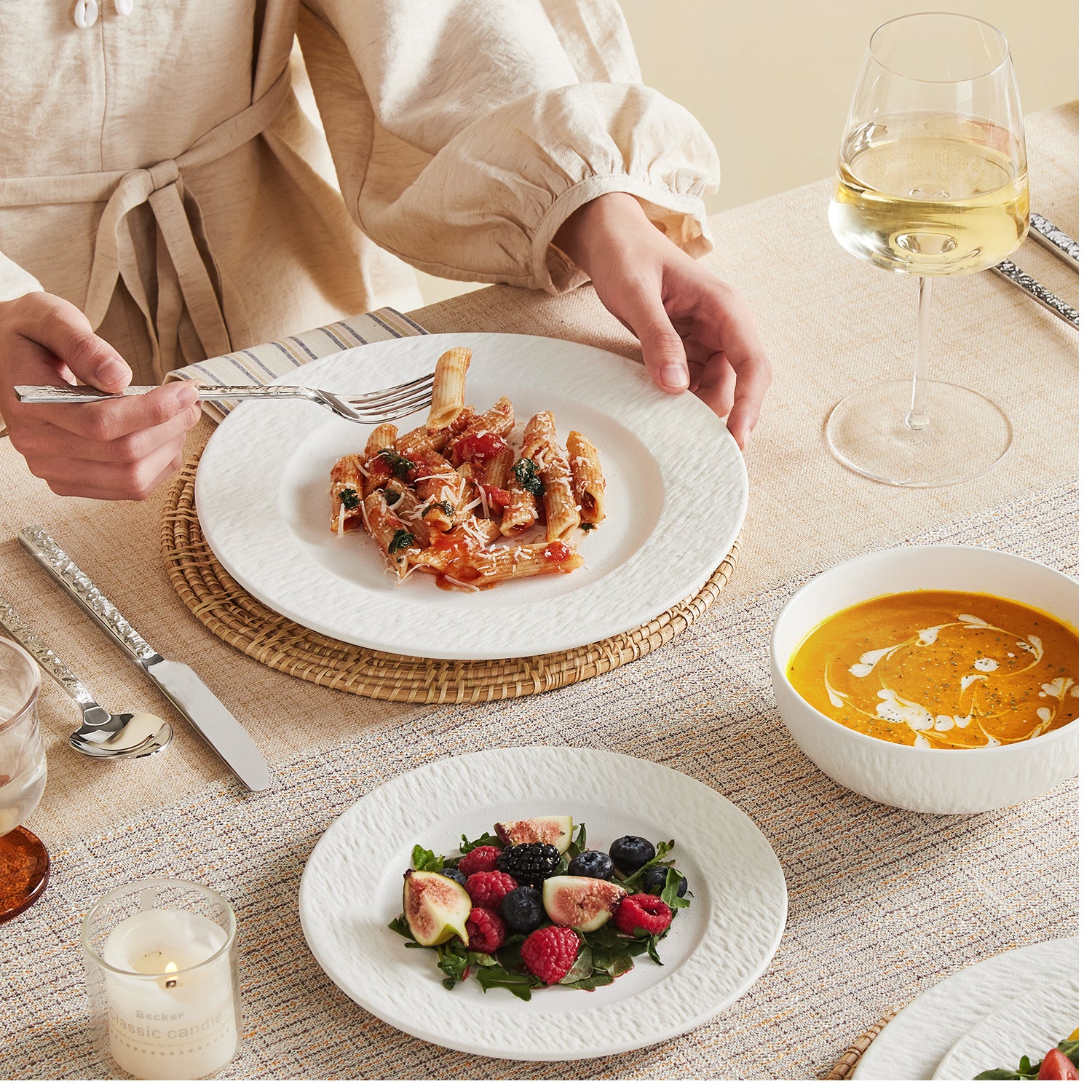 KINGSTONE Stoneware Dinnerware Sets, Matte Marble Pattern Premium Porcelain dishes set, Plates and Bowls Sets, Place Setting with Dinner Plate, Salad Plate, Pasta Bowl