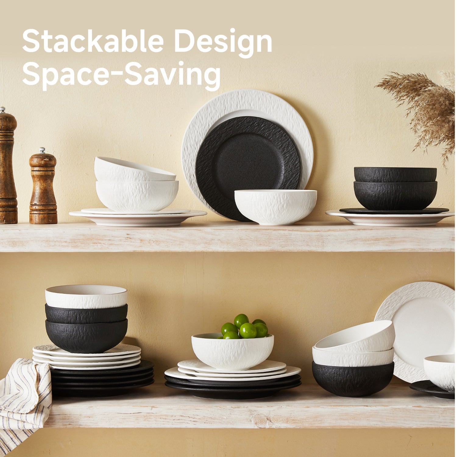 KINGSTONE Stoneware Dinnerware Sets, Matte Marble Pattern Premium Porcelain dishes set, Plates and Bowls Sets, Place Setting with Dinner Plate, Salad Plate, Pasta Bowl