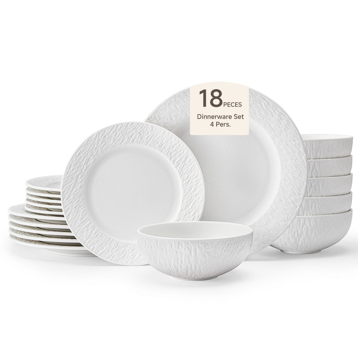 KINGSTONE Stoneware Dinnerware Sets, Matte Marble Pattern Premium Porcelain dishes set, Plates and Bowls Sets, Place Setting with Dinner Plate, Salad Plate, Pasta Bowl