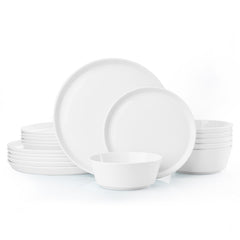 KINGSTONE Bone China Dinnerware Sets for 4, 12-Piece Lightweight Porcelain plates and bowls sets, Scratch Resistant Dish Set, Kitchen Dinner Set, for Home, Party, Gift, Microwave & Dishwasher Safe