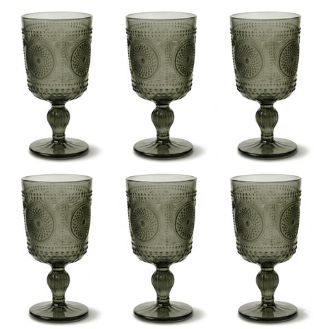 Antico Vintage Embossed Goblets, Set of 6 - WF-1777LG-6P