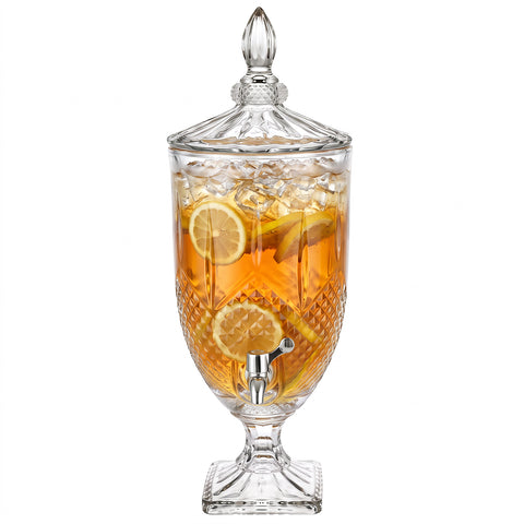 Barocco 1.3 Gallon Vintage Pressed Glass Beverage Dispenser - WM-KS014-1P