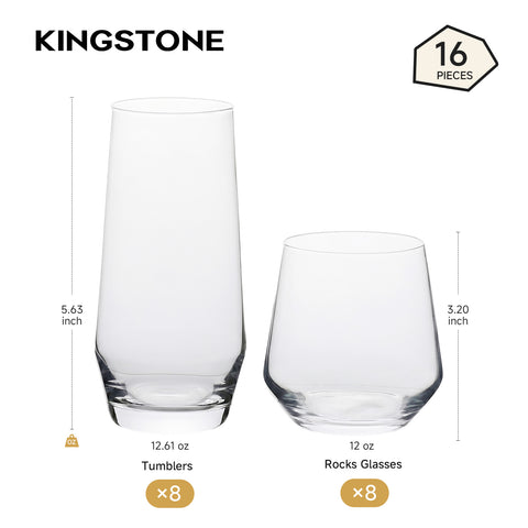 Sunkissed 16-piece Tumbler And Rocks Glass Set, Set of 8 - WF-1626-16P
