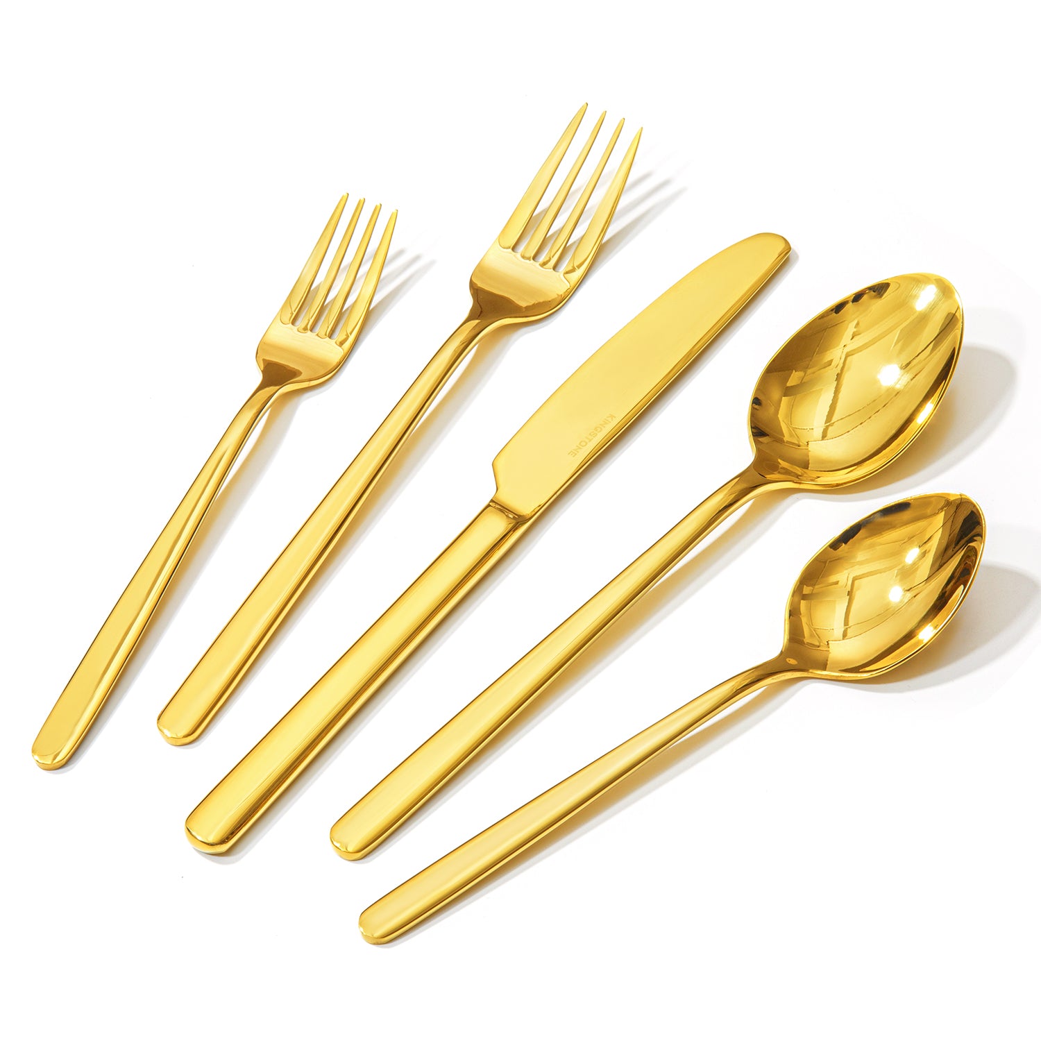 KINGSTONE Silverware Set, Flatware Set for 8, 18/10 Stainless Steel Cutlery Set Mirror Polished Modern Design Dishwasher Safe, Matte Silver