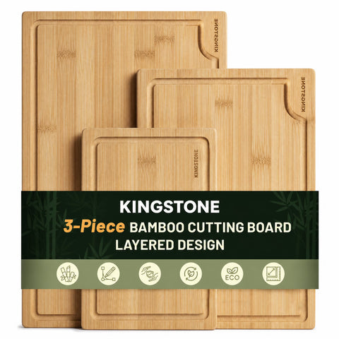 3 Piece Bamboo Cutting Board Set