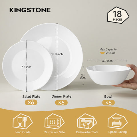 Vetro 18 Piece Dinnerware Set, Service for 6 - WK11701-BL18