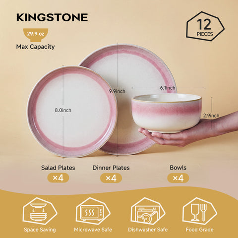 Zenith 12 Piece Dinnerware Sets, Service for 4 - WK11405-PI12