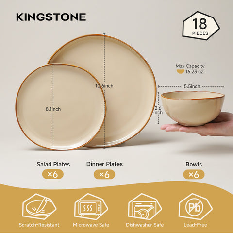Atelier Handcrafted Rustic 18 Piece Dinnerware Set, Service for 6
