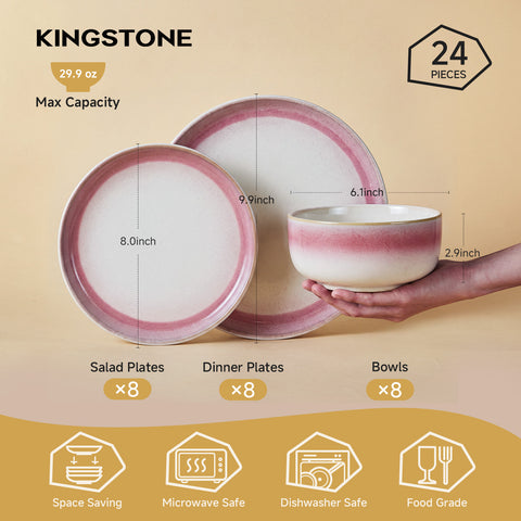 Zenith 24 Piece Dinnerware Sets, Service for 8 - WK11405-PI24