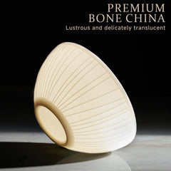 KINGSTONE Bone China Dinnerware Set, White Lightweight Porcelain with Textured Design Service, Plates, Bowls, for Family Dining, Restaurants, Gifting, Microwave and Dishwasher Safe