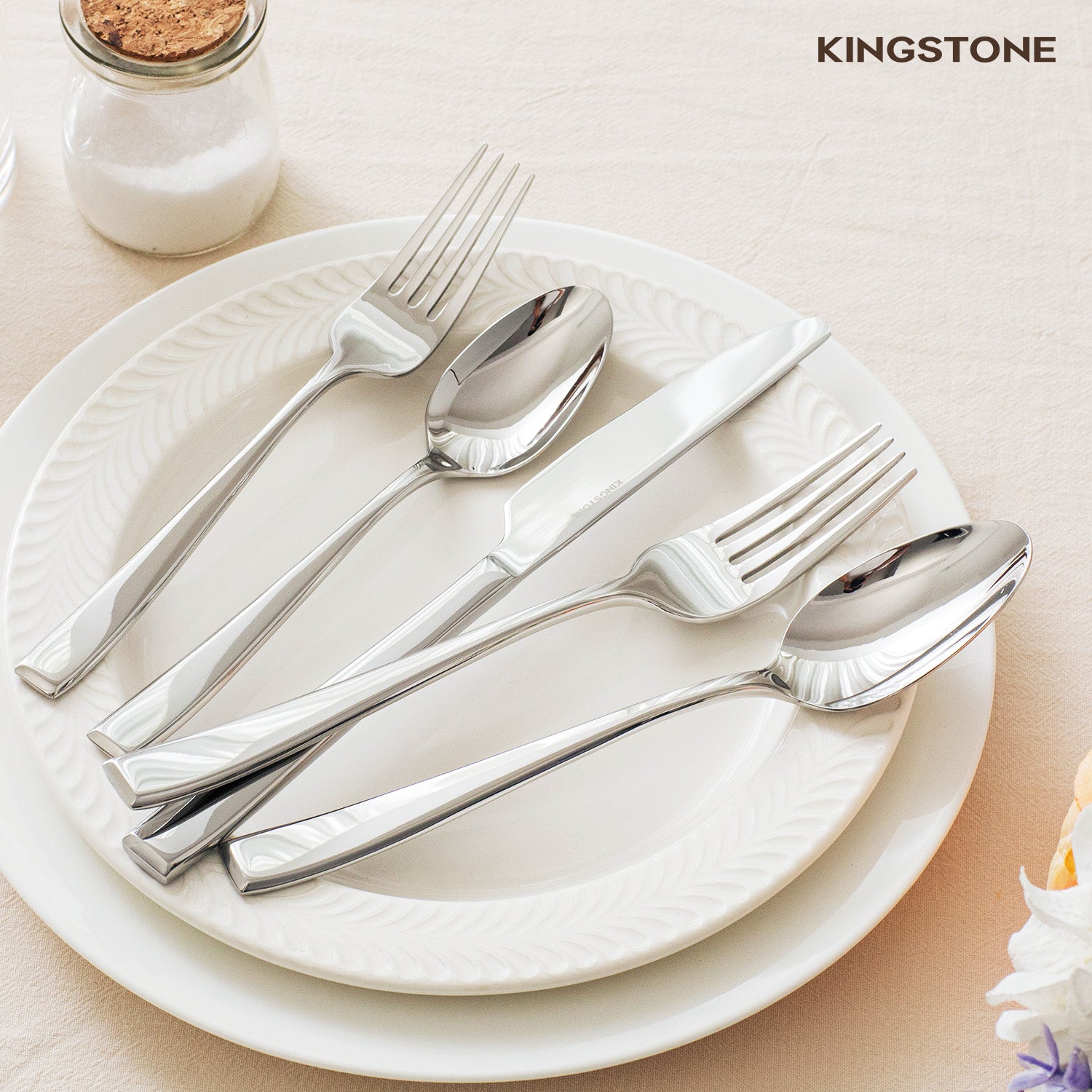 KINGSTONE Mirror Polish Silverware Set, 18/10 Stainless Steel Flatware Set, Dishwasher Safe Cutlery Set for Wedding, Home, Restaurant, Knives Spoons and Forks Set