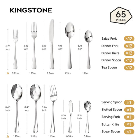 Droplet 65 Piece Flatware Set, Service for 12