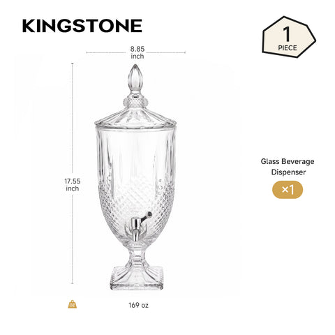 Barocco 1.3 Gallon Vintage Pressed Glass Beverage Dispenser - WM-KS014-1P