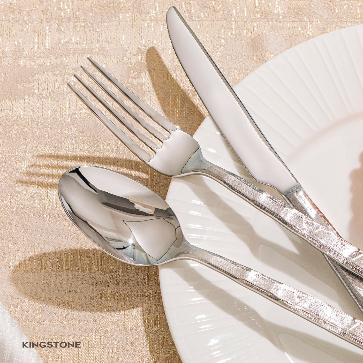 KINGSTONE Silverware Set, 20-Piece 18/10 Stainless Steel Brushed Handle Flatware Cutlery Set, for Kitchen, Home, Party, Wedding Gift, Rust Resistant and Dishwasher Safe
