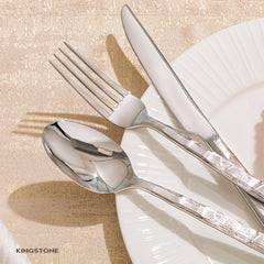KINGSTONE Silverware Set, 20-Piece 18/10 Stainless Steel Brushed Handle Flatware Cutlery Set, for Kitchen, Home, Party, Wedding Gift, Rust Resistant and Dishwasher Safe