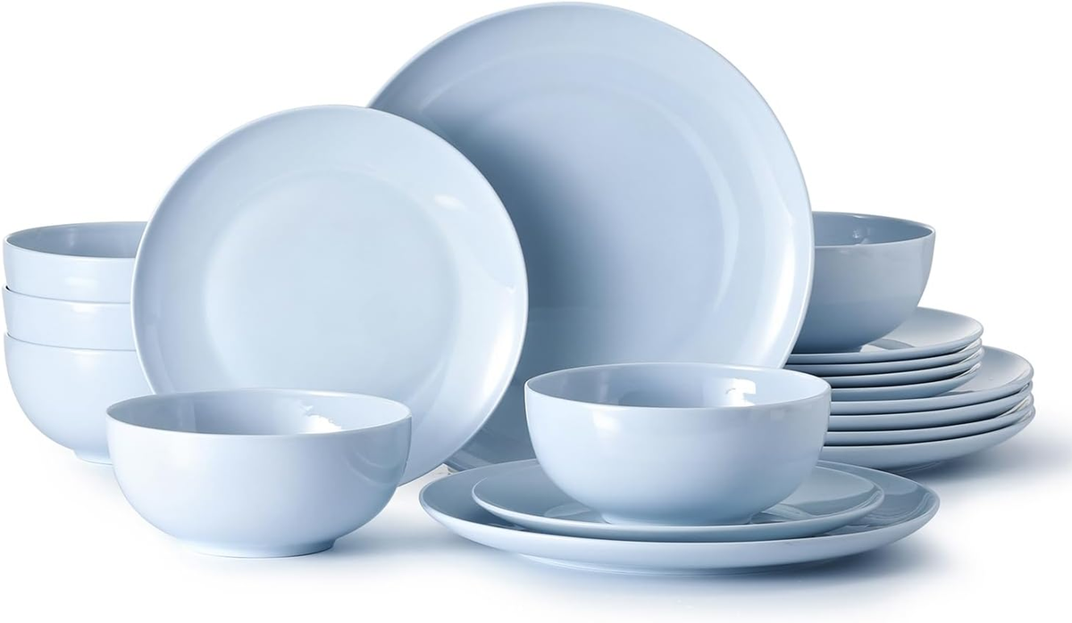 KINGSTONE Bone China Dinnerware Sets, 12-Piece Dinnerware Set for 4, Lightweight Durable, Dishwasher Safe, Tableware for Daily Use with Elegant Design