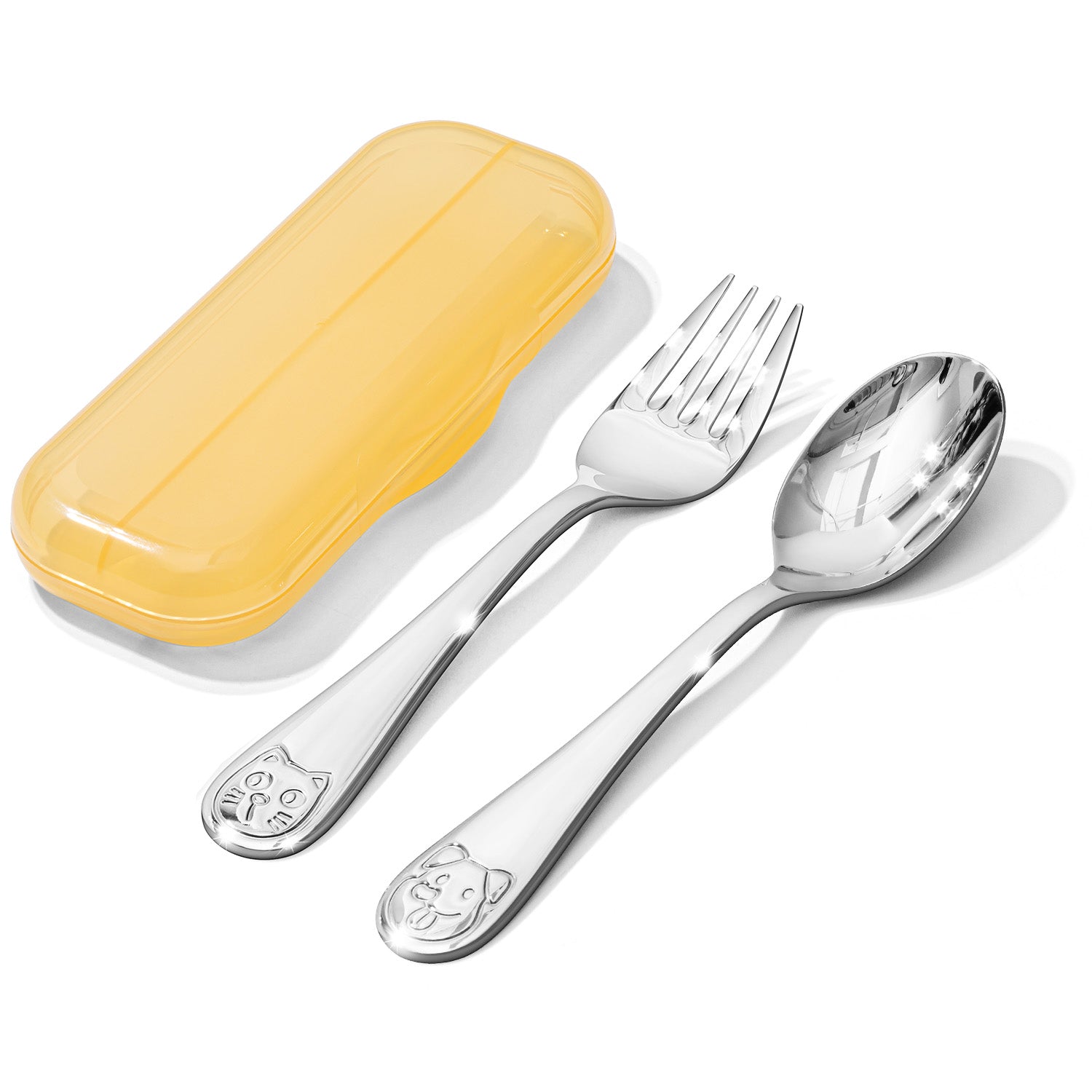 KINGSTONE Toddler Utensils Gift Set, Forks & Spoons, Small & Large, 18/10 Stainless Steel, Ergonomic Flatware for Toddlers & Kids, Self-Feeding