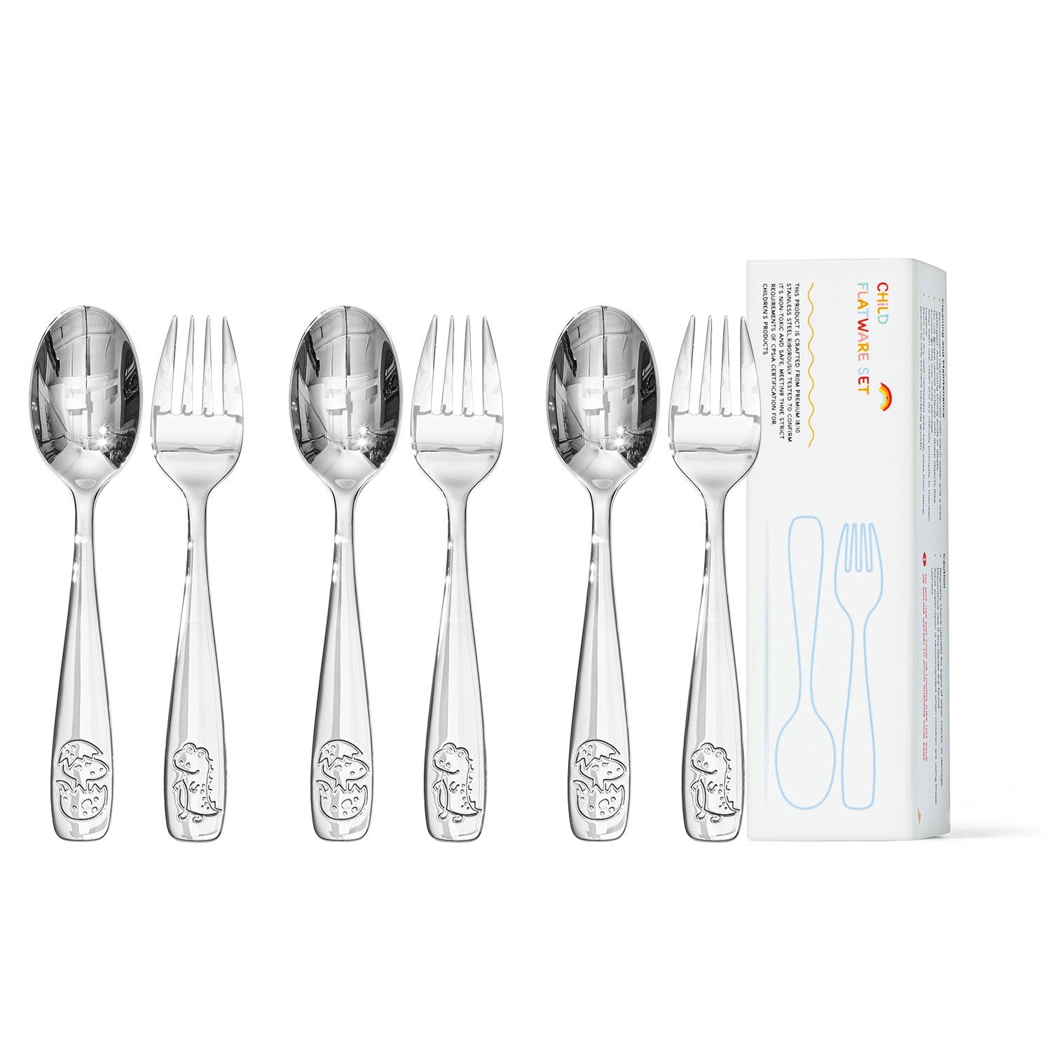 KINGSTONE Toddler Utensils Set with Case, 18/10 Stainless Steel Kids Silverware, Food-Grade Baby Spoons Self Feeding, Children Safe Forks and Spoons, Mirror Polished, Dishwasher Safe