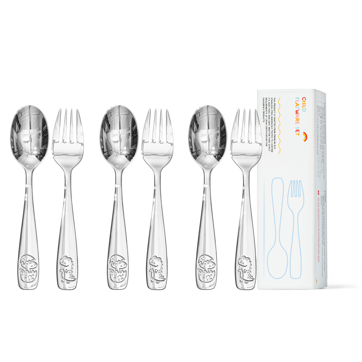 KINGSTONE Toddler Utensils Set with Case, 18/10 Stainless Steel Kids Silverware, Food-Grade Baby Spoons Self Feeding, Children Safe Forks and Spoons, Mirror Polished, Dishwasher Safe