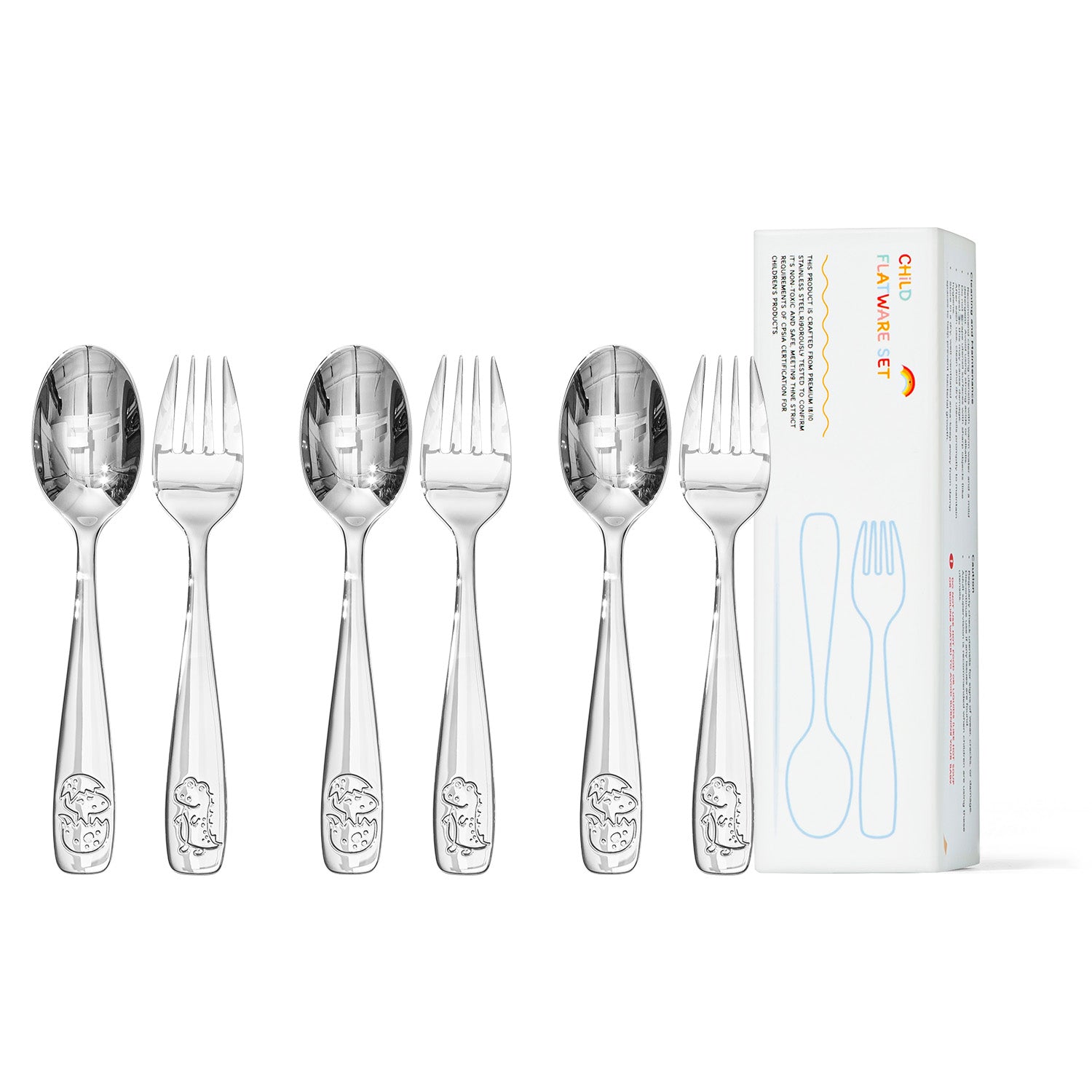 KINGSTONE Toddler Utensils Set with Case, 18/10 Stainless Steel Kids Silverware, Food-Grade Baby Spoons Self Feeding, Children Safe Forks and Spoons, Mirror Polished, Dishwasher Safe