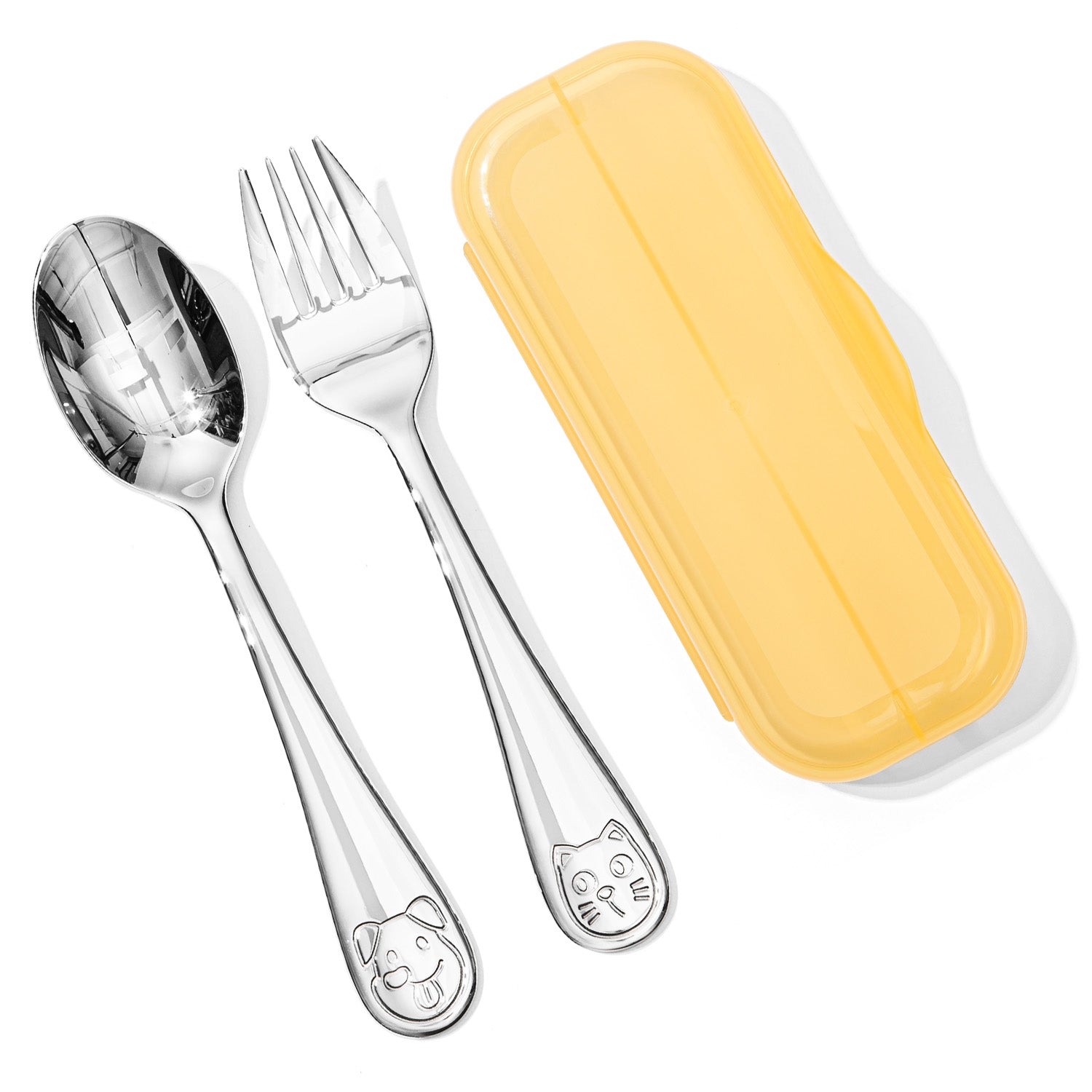 KINGSTONE Toddler Utensils Gift Set, Forks & Spoons, Small & Large, 18/10 Stainless Steel, Ergonomic Flatware for Toddlers & Kids, Self-Feeding