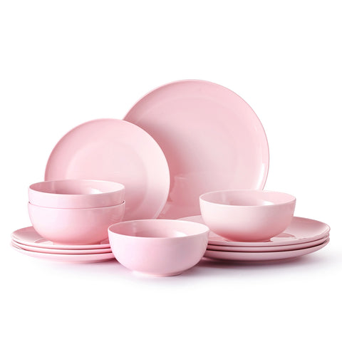 Celestia 12 Piece Dinnerware Set, Service for 4 - KS11102-12W-Pink