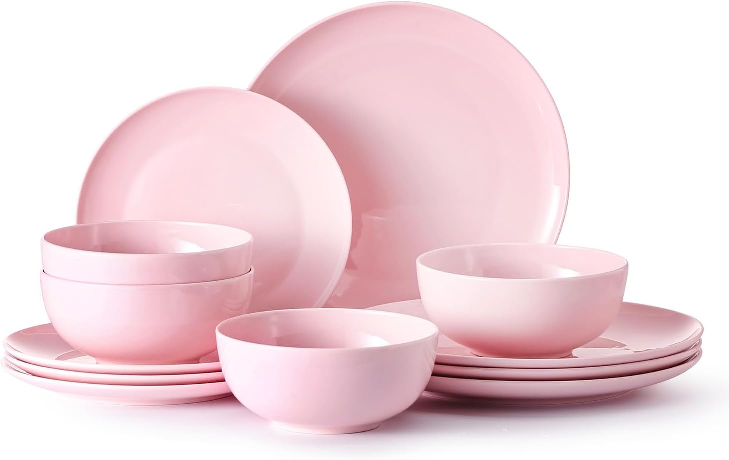 KINGSTONE Bone China Dinnerware Sets, 12-Piece Dinnerware Set for 4, Lightweight Durable, Dishwasher Safe, Tableware for Daily Use with Elegant Design