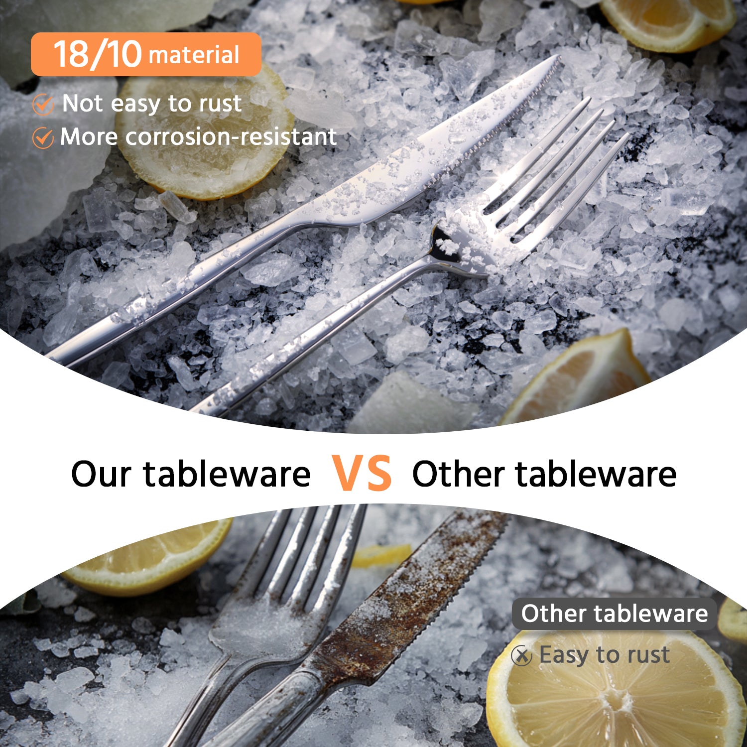 KINGSTONE Silverware Set, Flatware Set Cutlery Set Premium 18/10 Stainless Steel, Tableware Include Forks Knives Spoons for Home Kitchen Restaurant Wedding, Dishwasher Safe