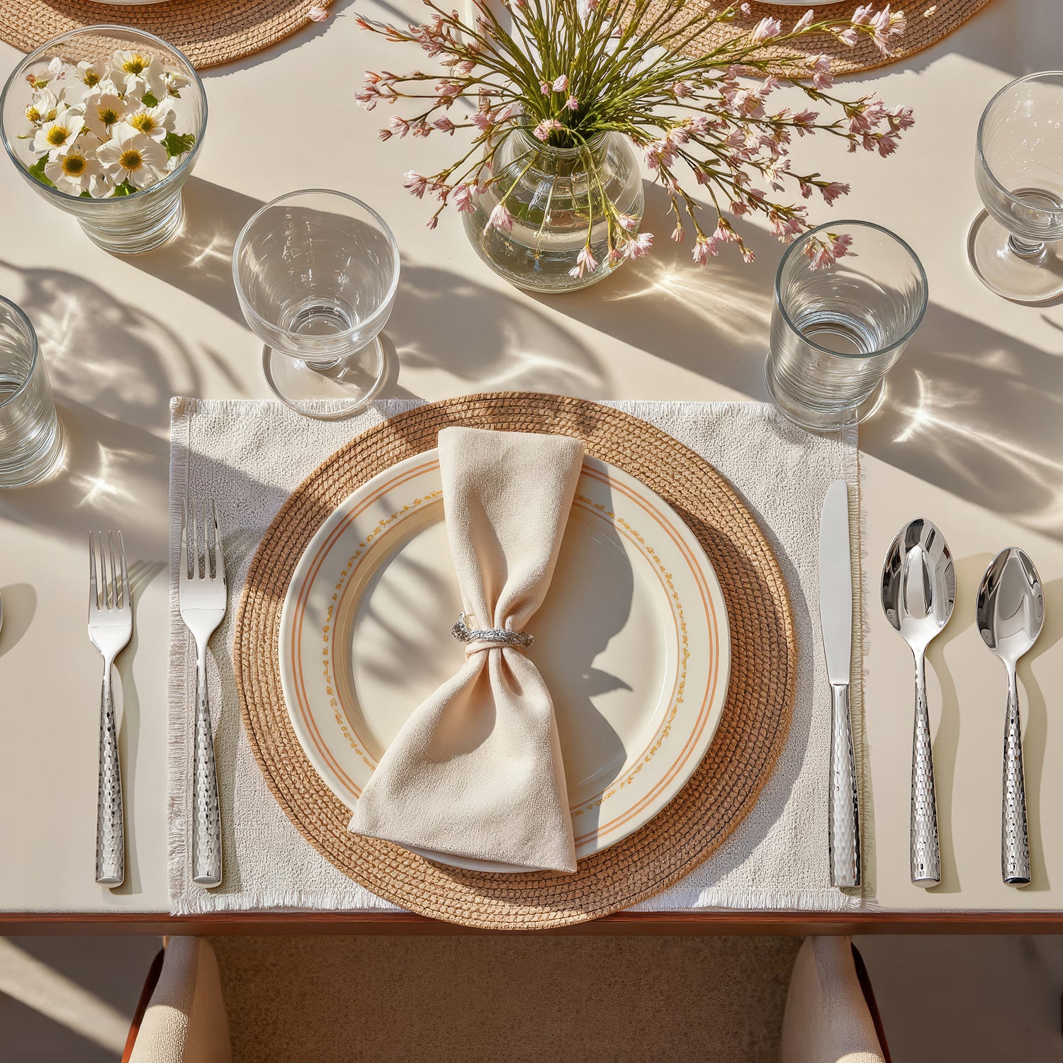 KINGSTONE Silverware Set, 18/10 Stainless Steel Flatware Set - Roman Column Embossed Thick Handle, for Wedding, Home, Restaurant, Kitchen and Party, Mirror Polish & Dishwasher Safe