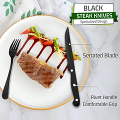 KINGSTONE 24-Piece Silverware Set for 4, 304 Stainless Steel Flatware with Steak Knives