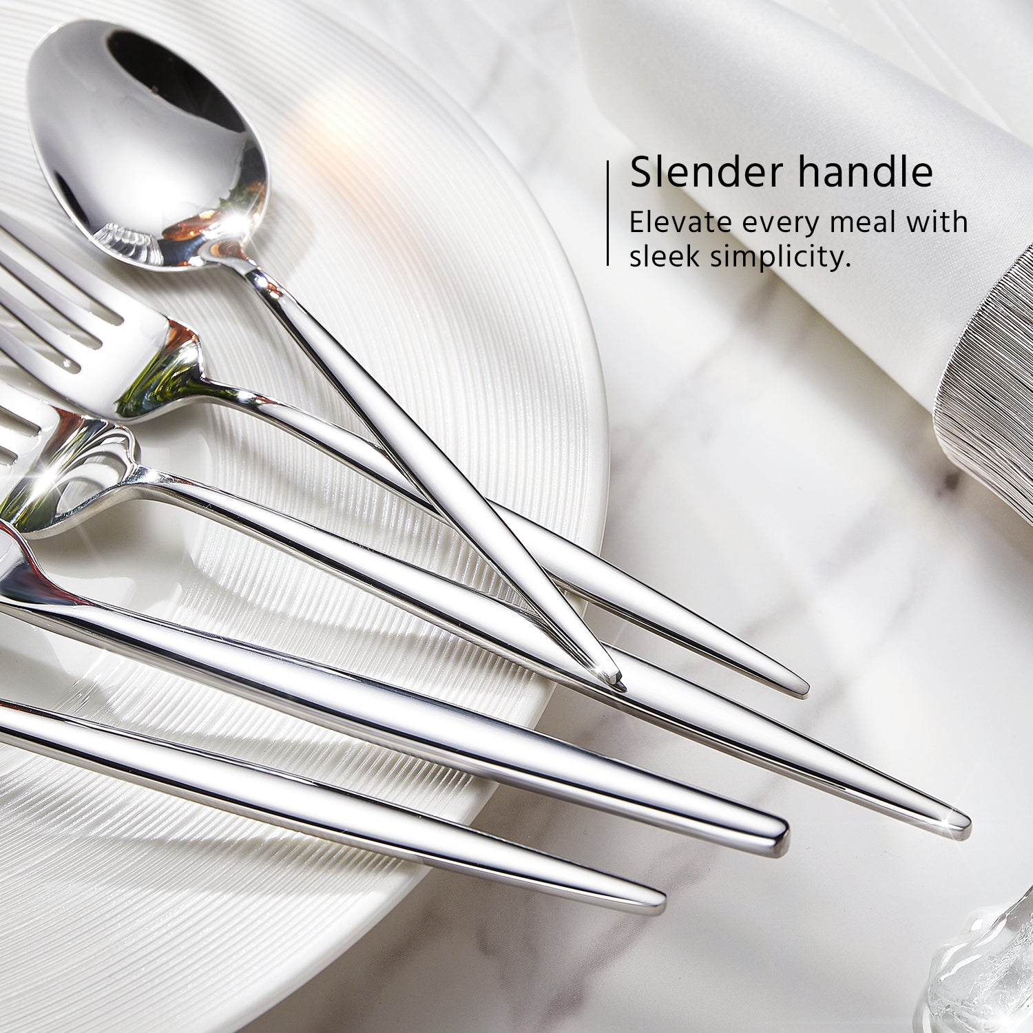 KINGSTONE Silverware Set, Flatware Set Cutlery Set Premium 18/10 Stainless Steel, Tableware Include Forks Knives Spoons for Home Kitchen Restaurant Wedding, Dishwasher Safe