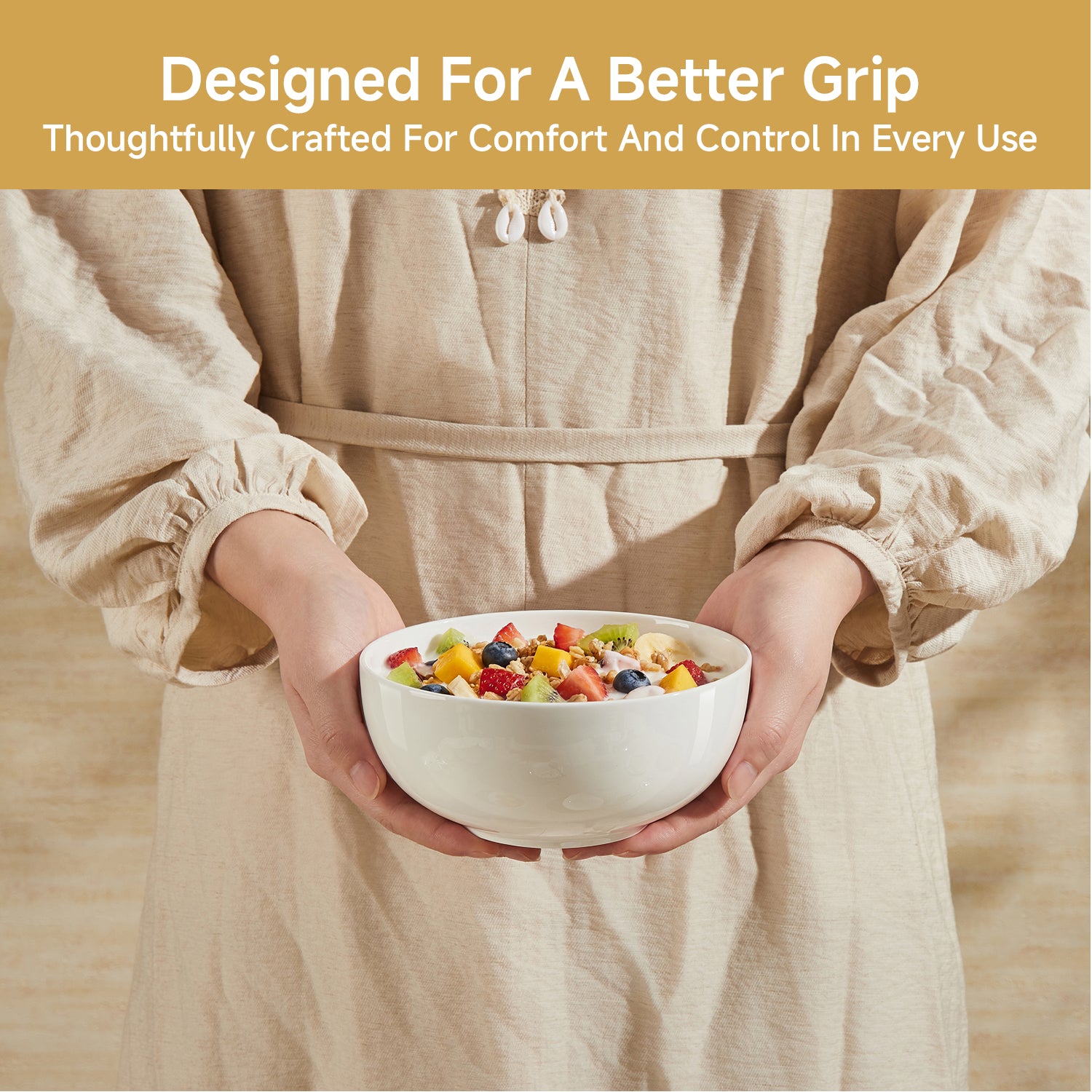 KINGSTONE Bone China Soup/Cereal Bowls, 25 oz Pure White, for Salad Dessert Pasta Cereal Soup Rice Oatmeal, Microwave & Dishwasher Safe