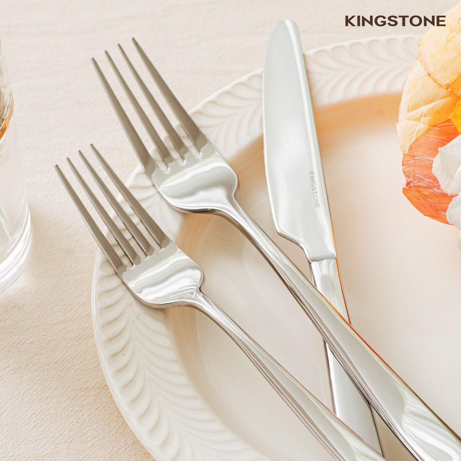 KINGSTONE Mirror Polish Silverware Set, 18/10 Stainless Steel Flatware Set, Dishwasher Safe Cutlery Set for Wedding, Home, Restaurant, Knives Spoons and Forks Set