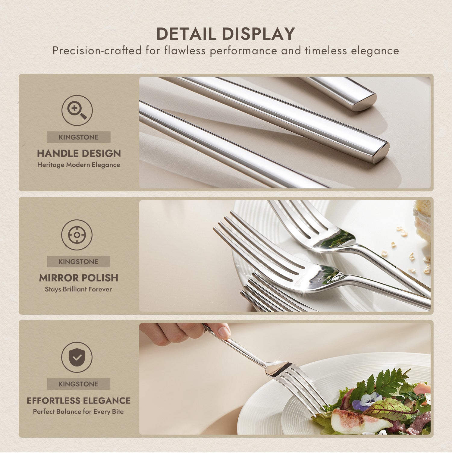 KINGSTONE Dinner Forks Set, Silverware Flatware Cutlery Dessert Forks (8.3-Inch), Forged Food-Grade Stainless Steel, Mirror Finish & Dishwasher Safe, Use for Kitchen, Home, Wedding, Party