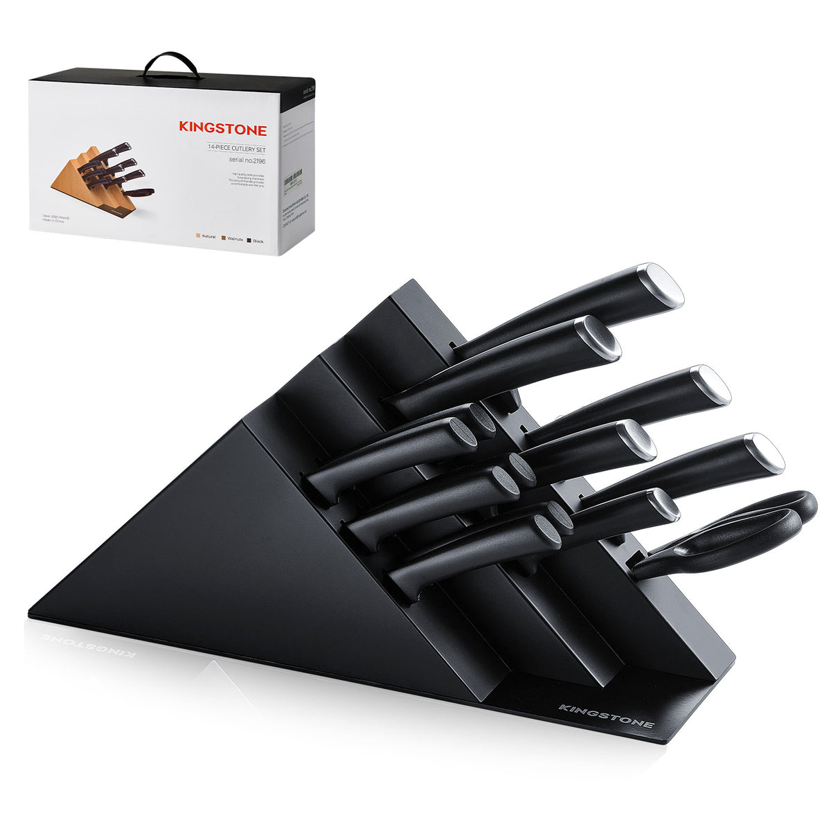 KINGSTONE 14-Piece Kitchen Knife Set with Block, High-Carbon Stainless Steel Knives Set, Ergonomic Non-Slip Handle, Professional Knife Set for Kitchen for Home Cooking & Gifting