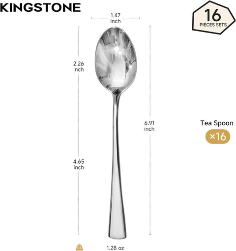 18/10 Stainless Steel Classic Set Of 16 Teaspoons