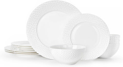Traccia Quiet Luxury Bone China 12 Piece Dinnerware Set, Service for 4
