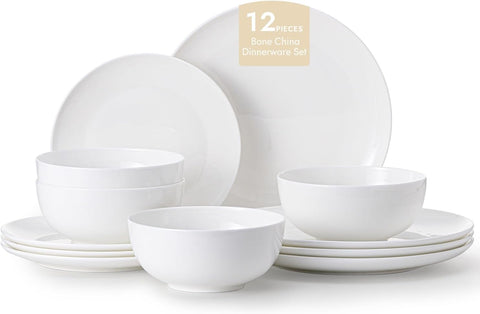 Celestia Quiet Luxury Bone China 12 Piece Dinnerware Set, Service for 4