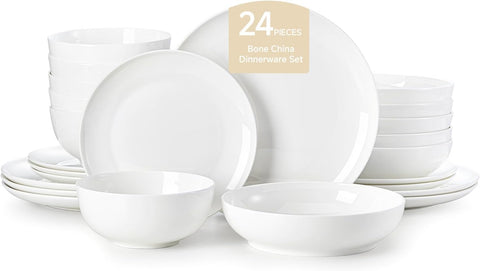 Celestia Quiet Luxury Bone China 24 Piece Dinnerware Set, Service for 6