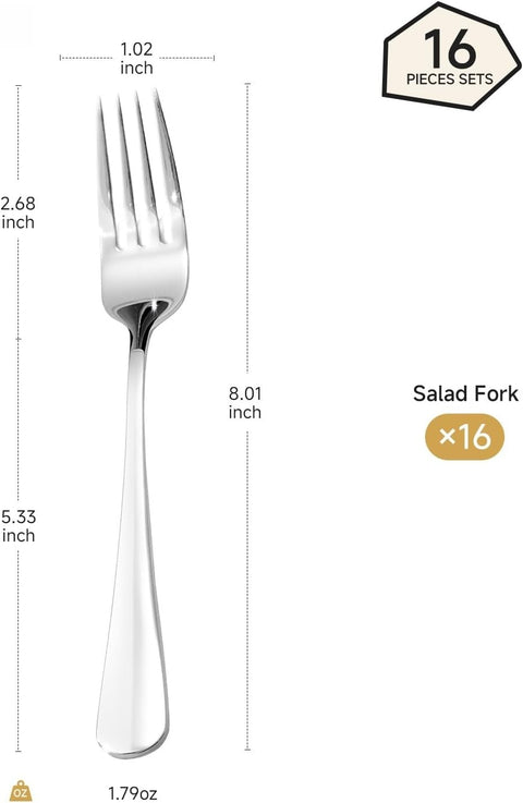 18/10 Stainless Steel Droplet Classic Set Of 16 Dinner Forks