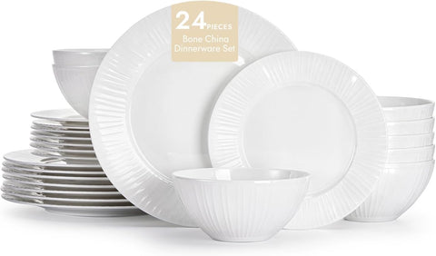 Celestia Quiet Luxury Bone China 24 Piece Dinnerware Set, Service for 8