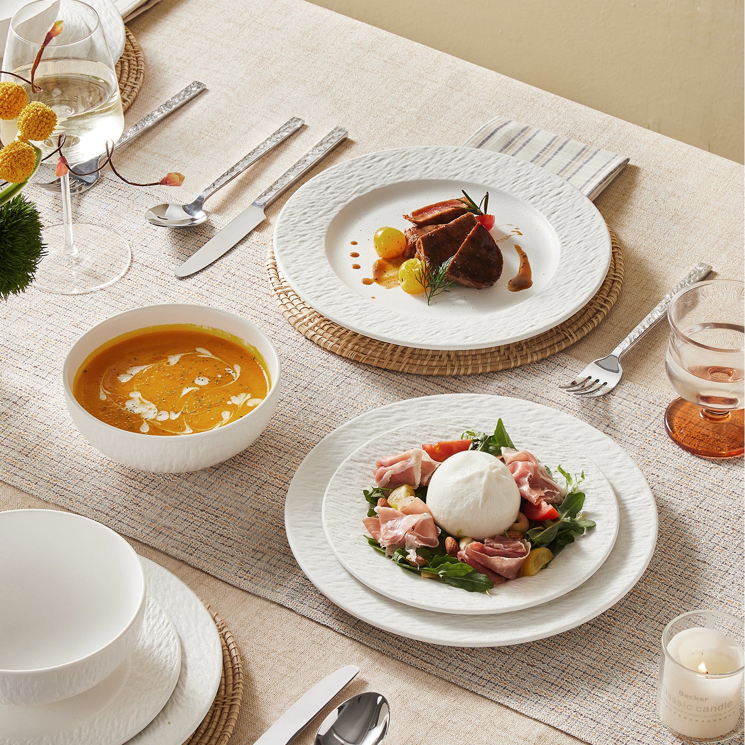 KINGSTONE Stoneware Dinnerware Sets, Matte Marble Pattern Premium Porcelain dishes set, Plates and Bowls Sets, Place Setting with Dinner Plate, Salad Plate, Pasta Bowl