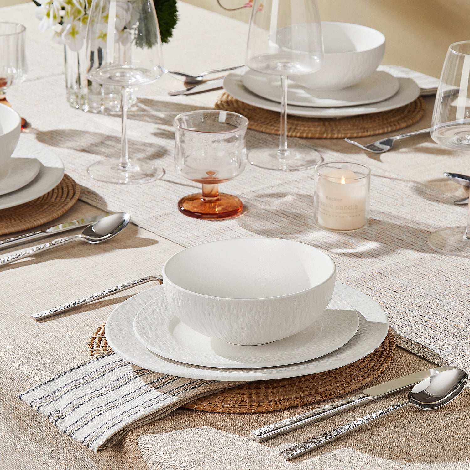 KINGSTONE Stoneware Dinnerware Sets, Matte Marble Pattern Premium Porcelain dishes set, Plates and Bowls Sets, Place Setting with Dinner Plate, Salad Plate, Pasta Bowl