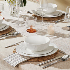 KINGSTONE Stoneware Dinnerware Sets, Matte Marble Pattern Premium Porcelain dishes set, Plates and Bowls Sets, Place Setting with Dinner Plate, Salad Plate, Pasta Bowl