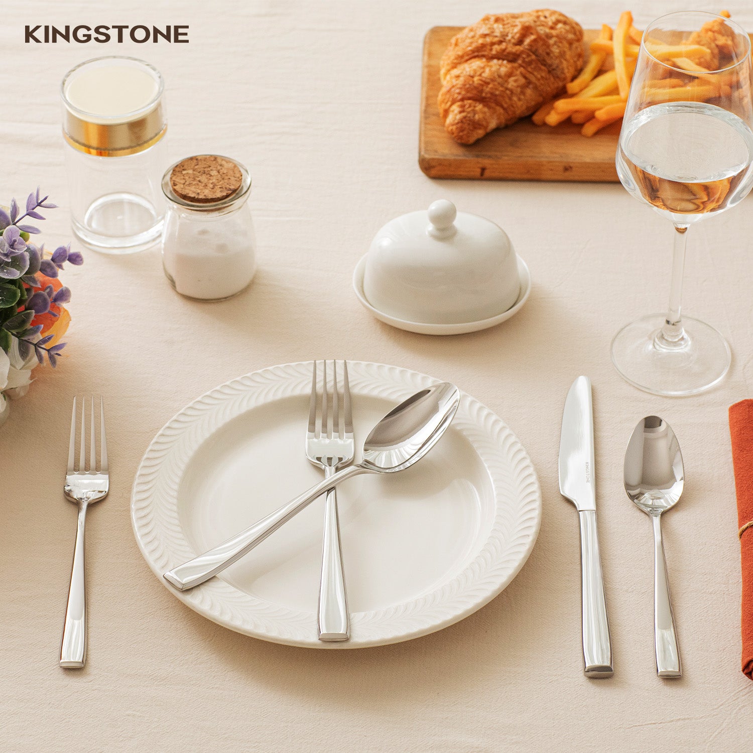 KINGSTONE Mirror Polish Silverware Set, 18/10 Stainless Steel Flatware Set, Dishwasher Safe Cutlery Set for Wedding, Home, Restaurant, Knives Spoons and Forks Set