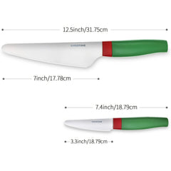KINGSTONE 2-Piece Kitchen Knife Set with Gift Box, Stainless Steel Chef Knives with Christmas Pattern, Ergonomic Cutlery Set, Round Tip Safety Knives for Home Cooking